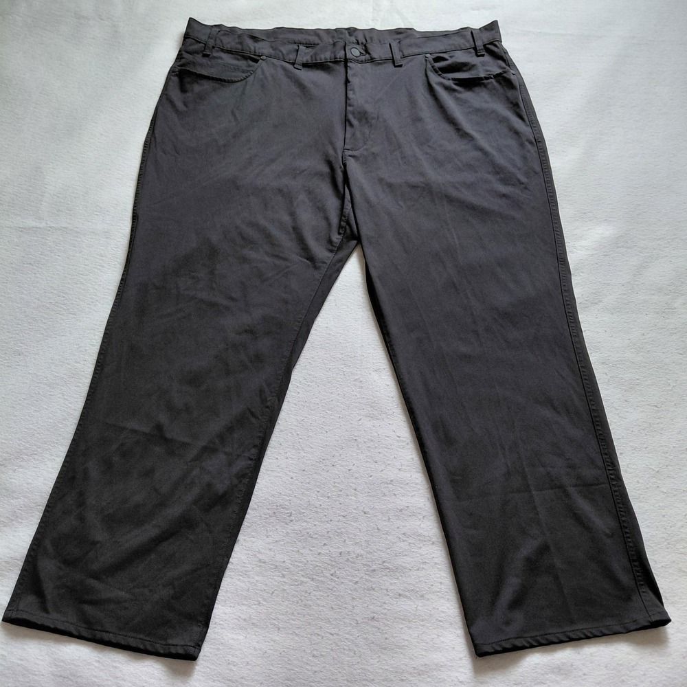 Stylus Mens Black 100% Polyester Chino Pants 50x30 Straight Leg Casual